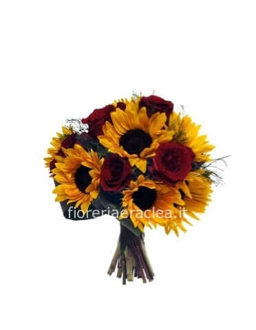 Bouquet di girasoli e rose piccolo